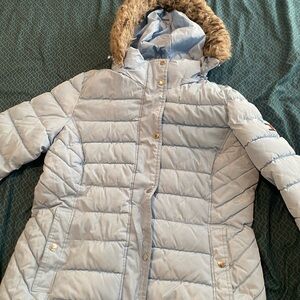 Tommy Hilfiger Light Blue Puffer Jacket w Faux Hood